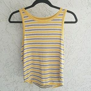American Eagle - Striped Yellow Crop Top